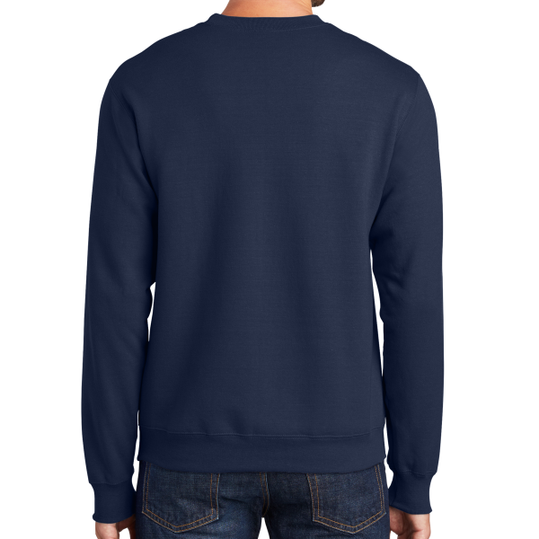 Port & Co Essential Fleece Crewneck Sweatshirt, Navy, Back view