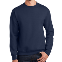 Port & Co Essential Fleece Crewneck Sweatshirt, Navy, Front view