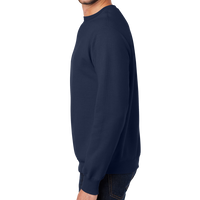 Port & Co Essential Fleece Crewneck Sweatshirt, Navy, Left Sleeve view