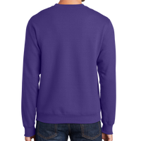 Port & Co Essential Fleece Crewneck Sweatshirt, Purple, Back view
