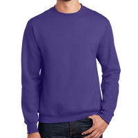 Port & Co Essential Fleece Crewneck Sweatshirt, Purple, Front view