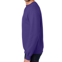 Port & Co Essential Fleece Crewneck Sweatshirt, Purple, Left Sleeve view