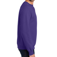 Port & Co Essential Fleece Crewneck Sweatshirt, Purple, Right Sleeve view