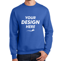 Port & Co Essential Fleece Crewneck Sweatshirt, Royal, Front view, Mockup
