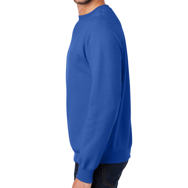 Port & Co Essential Fleece Crewneck Sweatshirt, Royal, Left Sleeve view