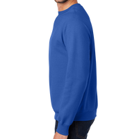 Port & Co Essential Fleece Crewneck Sweatshirt, Royal, Left Sleeve view