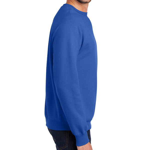 Port & Co Essential Fleece Crewneck Sweatshirt, Royal, Right Sleeve view