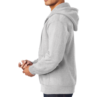 Port & Co Essential Fleece Full Zip Hooded Sweatshirt, Ash, Left Sleeve view