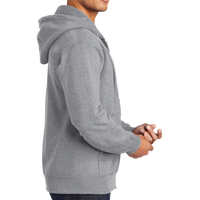 Port & Co Essential Fleece Full Zip Hooded Sweatshirt, Athletic Heather, Right Sleeve view