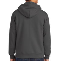 Port & Co Essential Fleece Full Zip Hooded Sweatshirt, Charcoal, Back view
