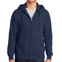 Port & Co Essential Fleece Full Zip Hooded Sweatshirt, Navy, Front view