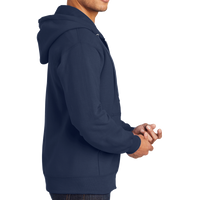 Port & Co Essential Fleece Full Zip Hooded Sweatshirt, Navy, Right Sleeve view