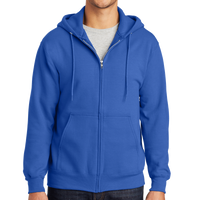 Port & Co Essential Fleece Full Zip Hooded Sweatshirt, Royal, Front view