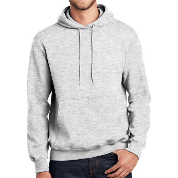 Port & Co Essential Fleece Pullover Hooded Sweatshirt, Ash, Front view