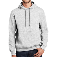 Port & Co Essential Fleece Pullover Hooded Sweatshirt, Ash, Front view