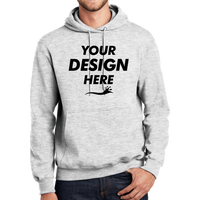 Port & Co Essential Fleece Pullover Hooded Sweatshirt, Ash, Front view, Mockup