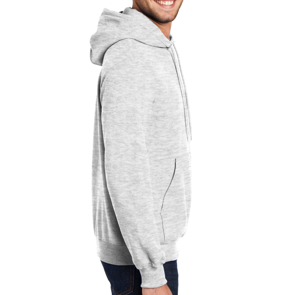 Port & Co Essential Fleece Pullover Hooded Sweatshirt, Ash, Right Sleeve view
