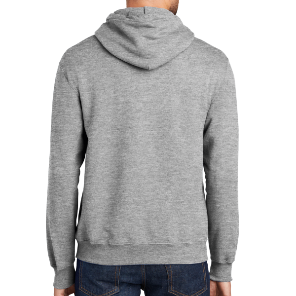 Port & Co Essential Fleece Pullover Hooded Sweatshirt, Athletic Heather, Back view