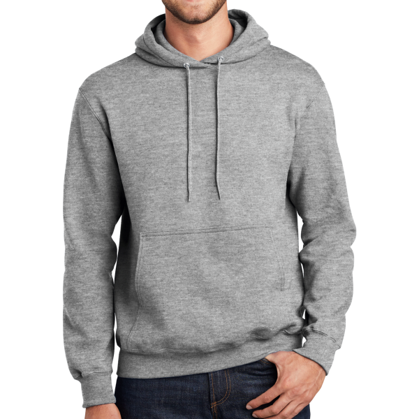 Port & Co Essential Fleece Pullover Hooded Sweatshirt, Athletic Heather, Front view