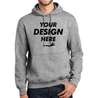 Port & Co Essential Fleece Pullover Hooded Sweatshirt, Athletic Heather, Front view, Mockup