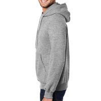 Port & Co Essential Fleece Pullover Hooded Sweatshirt, Athletic Heather, Left Sleeve view