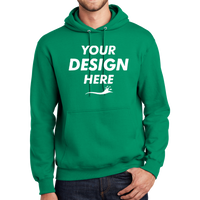 Port & Co Essential Fleece Pullover Hooded Sweatshirt, Kelly Green, Front view, Mockup