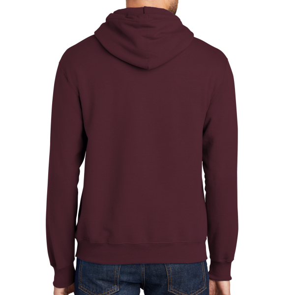 Port & Co Essential Fleece Pullover Hooded Sweatshirt, Maroon, Back view