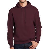 Port & Co Essential Fleece Pullover Hooded Sweatshirt, Maroon, Front view