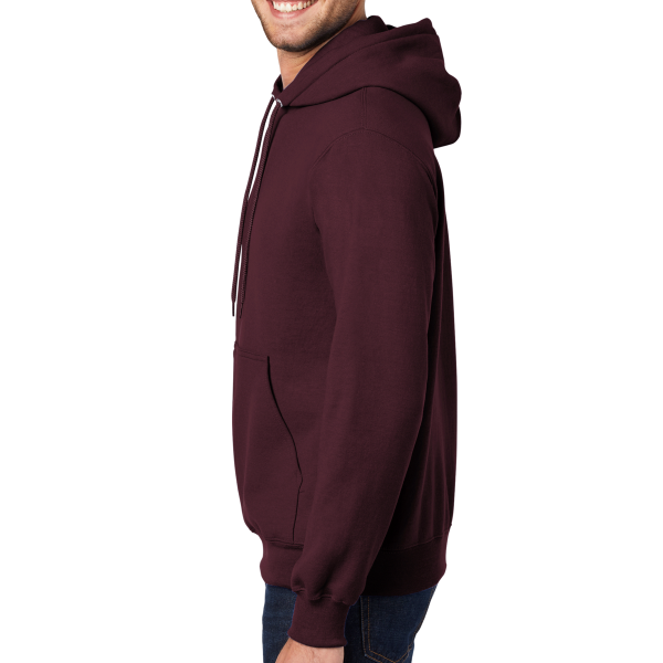 Port & Co Essential Fleece Pullover Hooded Sweatshirt, Maroon, Left Sleeve view