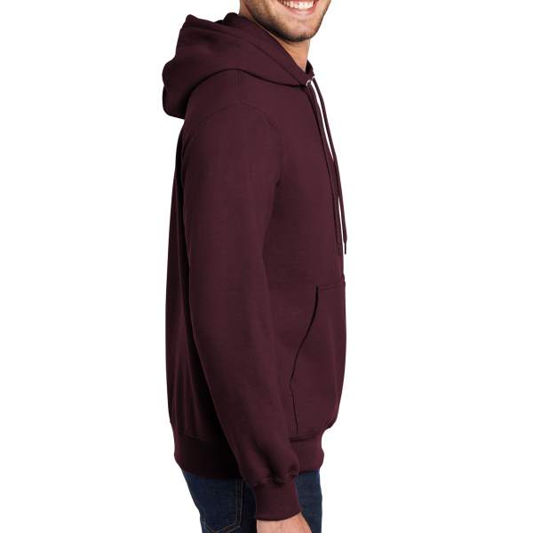 Port & Co Essential Fleece Pullover Hooded Sweatshirt, Maroon, Right Sleeve view