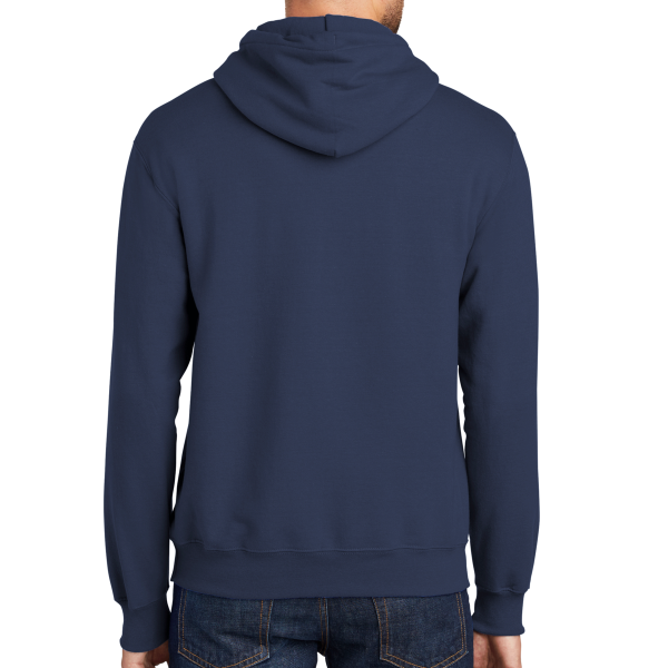 Port & Co Essential Fleece Pullover Hooded Sweatshirt, Navy, Back view