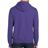 Port & Co Essential Fleece Pullover Hooded Sweatshirt, Purple, Back view