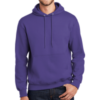 Port & Co Essential Fleece Pullover Hooded Sweatshirt, Purple, Front view
