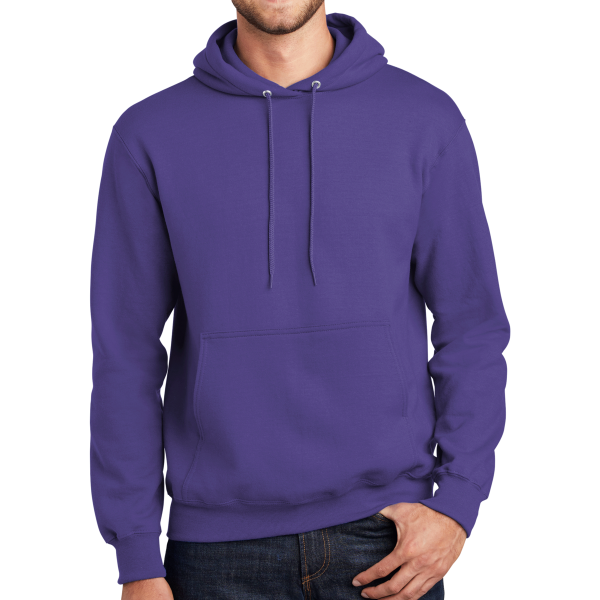 Port & Co Essential Fleece Pullover Hooded Sweatshirt, Purple, Front view