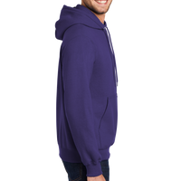 Port & Co Essential Fleece Pullover Hooded Sweatshirt, Purple, Right Sleeve view