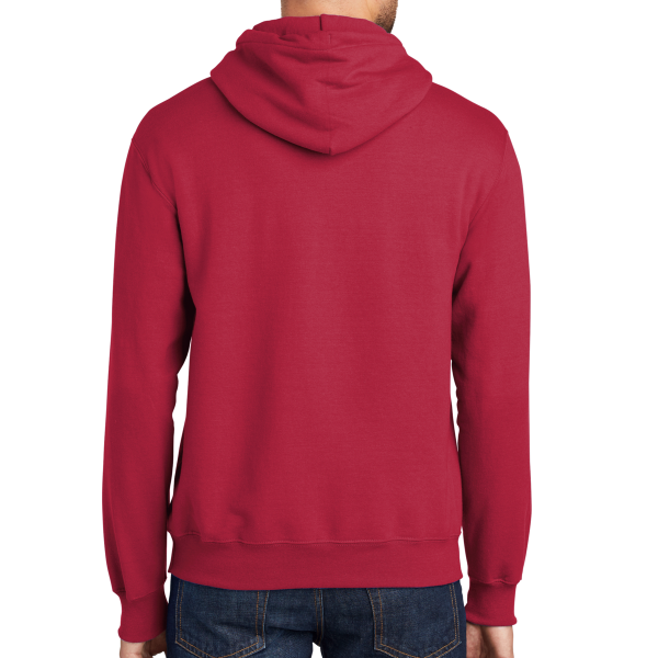 Port & Co Essential Fleece Pullover Hooded Sweatshirt, Red, Back view