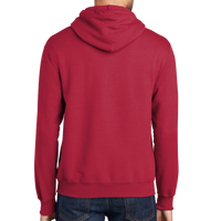 Port & Co Essential Fleece Pullover Hooded Sweatshirt, Red, Back view