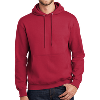 Port & Co Essential Fleece Pullover Hooded Sweatshirt, Red, Front view