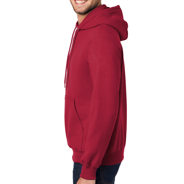 Port & Co Essential Fleece Pullover Hooded Sweatshirt, Red, Left Sleeve view
