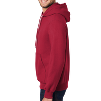 Port & Co Essential Fleece Pullover Hooded Sweatshirt, Red, Left Sleeve view