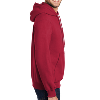 Port & Co Essential Fleece Pullover Hooded Sweatshirt, Red, Right Sleeve view