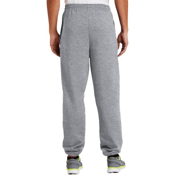 Port & Co Essential Fleece Sweatpant with Pockets, Athletic Heather, Back view
