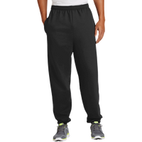 Port & Co Essential Fleece Sweatpant with Pockets, Jet Black, Front view