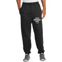 Port & Co Essential Fleece Sweatpant with Pockets, Jet Black, Front view, Mockup