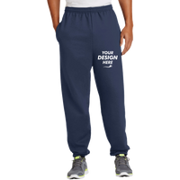 Port & Co Essential Fleece Sweatpant with Pockets, Navy, Front view, Mockup