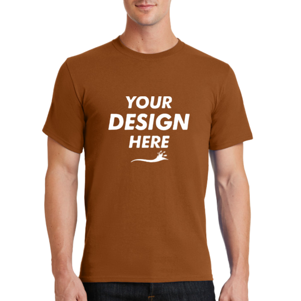 Port & Co Essential Tee, Texas Orange, Front view, Mockup