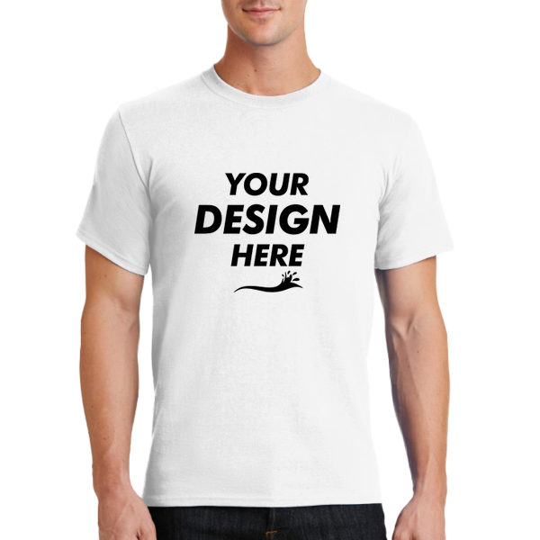 Port & Co Essential Tee, White, Front view, Mockup