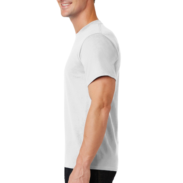 Port & Co Essential Tee, White, Left Sleeve view