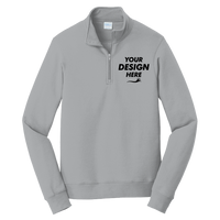 Port & Co Fan Favorite Fleece 1/4 Zip Pullover Sweatshirt, Athletic Heather, Front view, Mockup