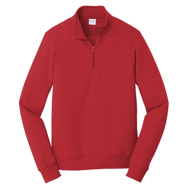 Port & Co Fan Favorite Fleece 1/4 Zip Pullover Sweatshirt, Bright Red, Front view